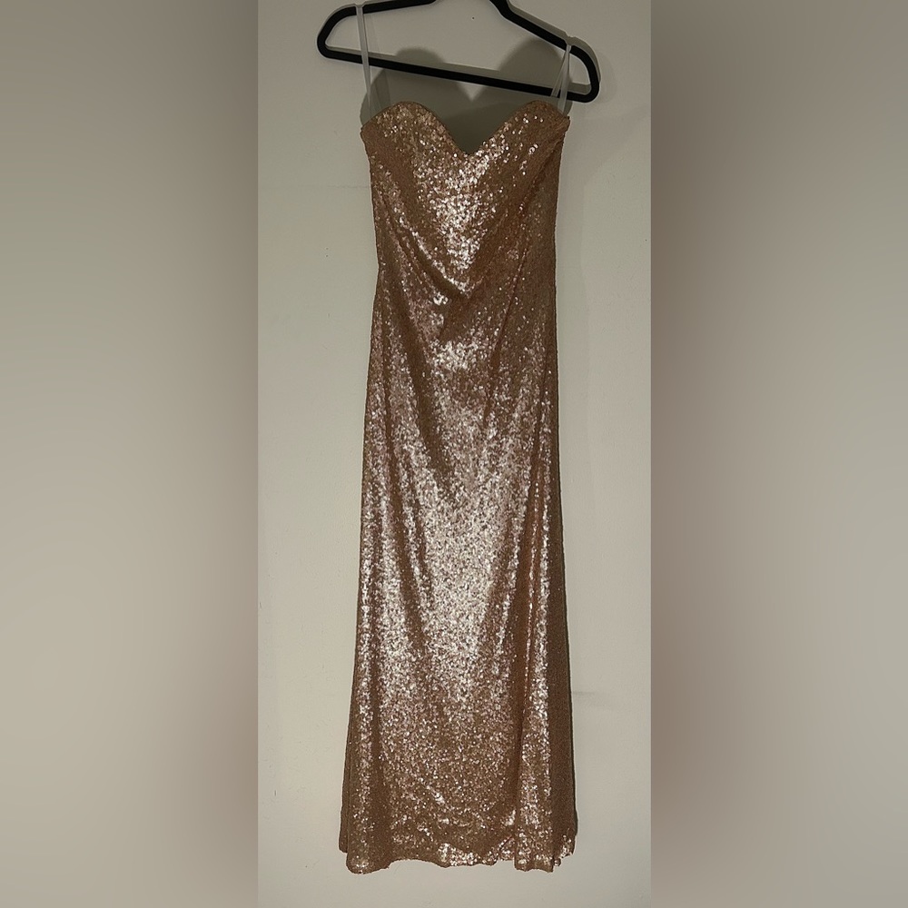 Matte rose gold sequin dress from Revelry